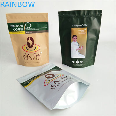 Papel personalizado ecológico, embalaje flexible, café Kraft, cerradura con cremallera, bolso para 250g, 500g y 1kg.