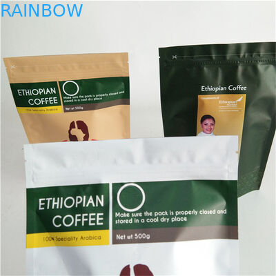 Papel personalizado ecológico, embalaje flexible, café Kraft, cerradura con cremallera, bolso para 250g, 500g y 1kg.