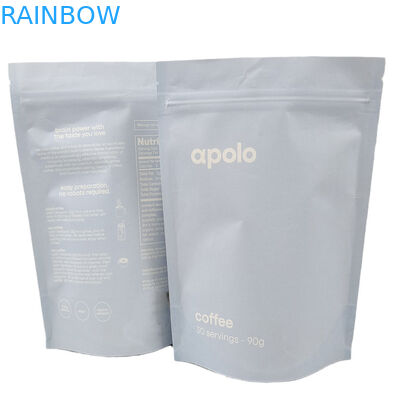 Venta caliente cuCstom Bolsa de papel kraft de impresión ecológica reabreble para polvo de proteína de café