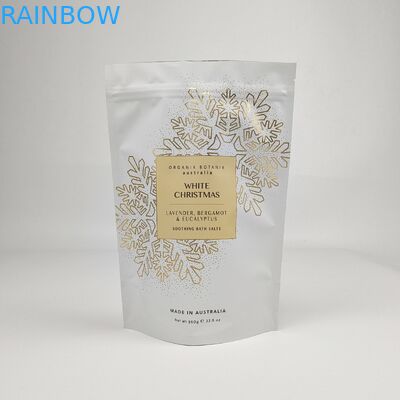 Toque suave Stand Up Bolso Impreso con cremallera Alimentos dulces Cuerpo de exfoliante Embalaje Bolso de sal de baño de plástico