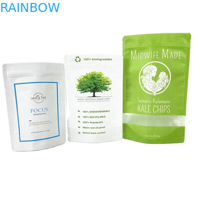 Bolsa de papel kraft biodegradable respetuosa con el medio ambiente, bolsa con cierre con cremallera, bolsa de papel de embalaje de alimentos con ventana