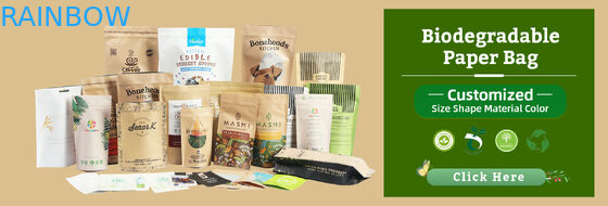 Bolsa de papel kraft biodegradable respetuosa con el medio ambiente, bolsa con cierre con cremallera, bolsa de papel de embalaje de alimentos con ventana