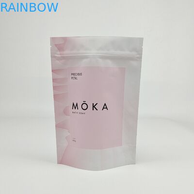 Venta al por mayor de bolsas impresas personalizadas de bolsas de plástico de pie Mylar 100g 250g 500g Bolsa de lavado corporal Bolsa de embalaje de sal de baño