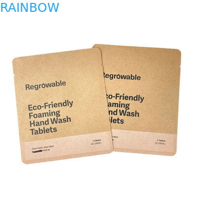 Logotipo personalizado Bolsas de papel kraft biodegradable 100% para alimentos en polvo Nueces comestibles Embalaje Bolsa de té delgada vacía