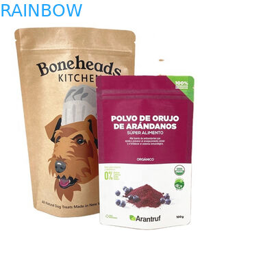 OEM Logotipo personalizado Bolsas de papel Kraft biodegradables para galletas, pasteles, nueces, comestibles, polvo, alimentos para mascotas, bolsas a prueba de olor con ventana