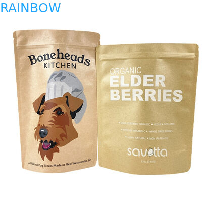 Impresión digital Logotipo personalizado Bolsas de papel kraft blanco para mangos Nueces en polvo Alimentos para mascotas Papel biodegradable a prueba de olor
