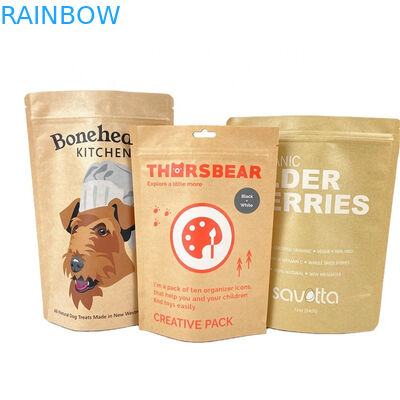Impresión digital Logotipo personalizado Bolsas de papel kraft blanco para mangos Nueces en polvo Alimentos para mascotas Papel biodegradable a prueba de olor