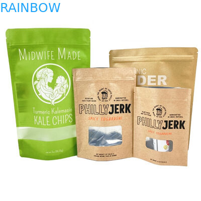 Bolsas de papel Kraft de diseño propio para galletas, pasteles, nueces, comestibles, polvo, alimentos para mascotas, biodegradables, resistentes a los olores.