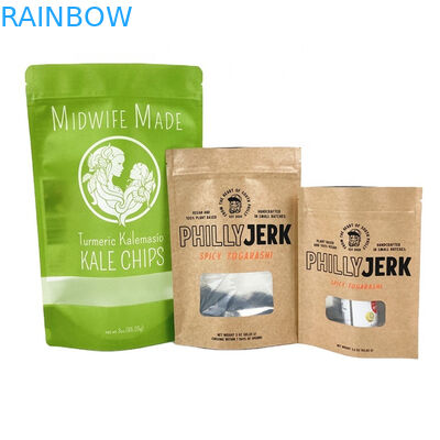 Logotipo privado personalizado Bolsas de papel Kraft Blanco para galletas Pastel Nueces Comestibles Polvo Alimentos para mascotas 100% biodegradable A prueba de olor B