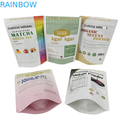 Bolsa de papel kraft para alimentos de papel impreso a medida de harina de nueces de arroz especias de té de Mylar biodegradable