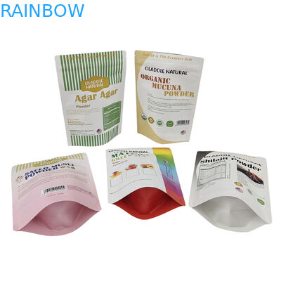 Bolsa de papel kraft para alimentos de papel impreso a medida de harina de nueces de arroz especias de té de Mylar biodegradable
