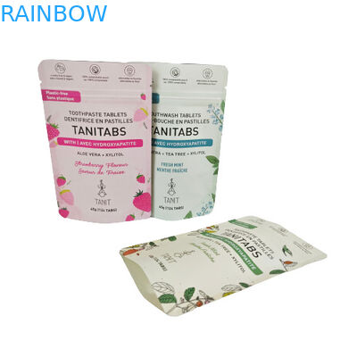 Bolso Kraft compostable ecológico con cremallera reabrible para paquetes de polvo cosmético