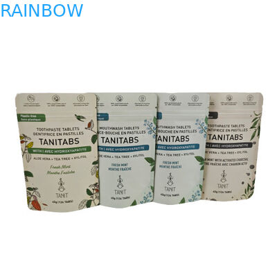 Bolso Kraft compostable ecológico con cremallera reabrible para paquetes de polvo cosmético