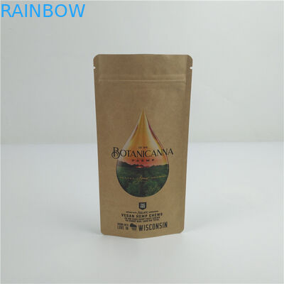 Bolsa de pie con cremallera, sello térmico impresa bolsa de papel Kraft biodegradable para alimentos