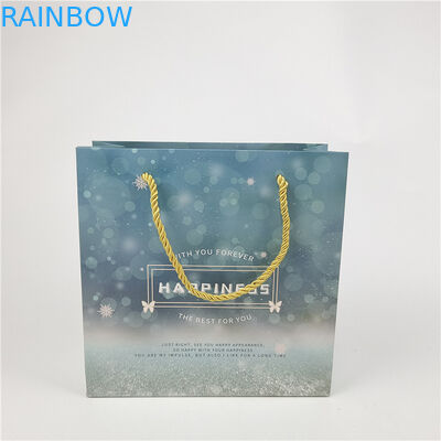 Más vendido Reciclables Logotipo respetuoso con el medio ambiente Bolsa de papel de compras impresa Embalaje Blanco 110 gramos Reutilizable