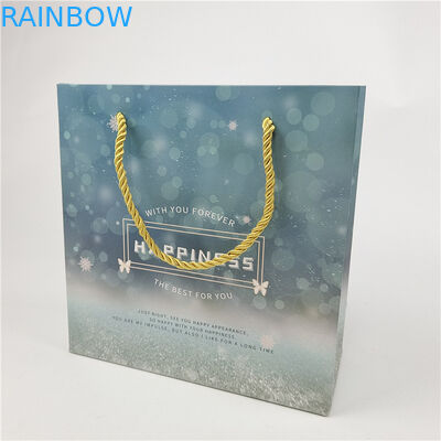 Más vendido Reciclables Logotipo respetuoso con el medio ambiente Bolsa de papel de compras impresa Embalaje Blanco 110 gramos Reutilizable