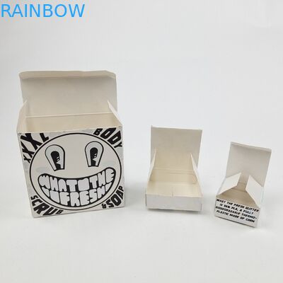 Caja de papel de cartón blanco con película de UV mat brillante a medida 400g para muestras cosméticas de aceite de argán