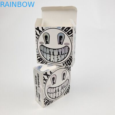 Caja de papel de cartón blanco con película de UV mat brillante a medida 400g para muestras cosméticas de aceite de argán