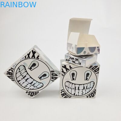 Caja de papel de cartón blanco con película de UV mat brillante a medida 400g para muestras cosméticas de aceite de argán