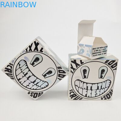 Caja de papel de cartón blanco con película de UV mat brillante a medida 400g para muestras cosméticas de aceite de argán