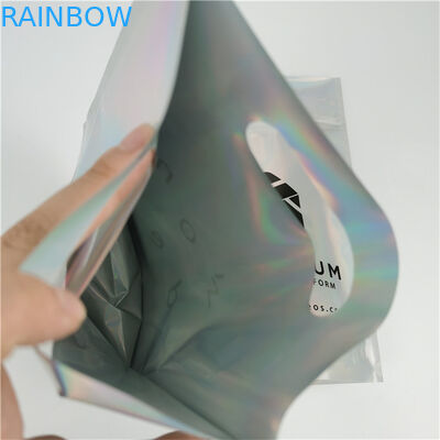 Logotipo personalizado de alta calidad Impreso Fashion Pack espesor personalizado film holográfico a prueba de fugas bolsas Mylar