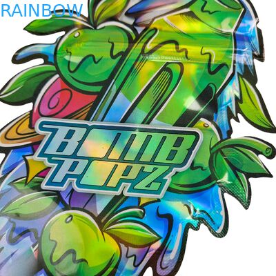 Bolsa de plástico con cierre hermético Mylar de 3.5g y 7g para galletas comestibles Cali, suave al tacto, a prueba de olores, con forma irregular y troquelada