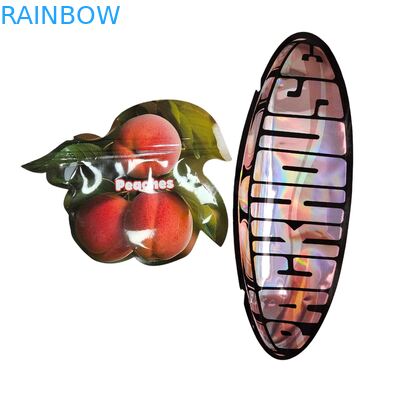 Dentro de bolsas de Mylar impresas para hierbas, tabaco, comestibles, gomitas, galletas, embalaje, bolsas de plástico brillantes termosellables de forma especial