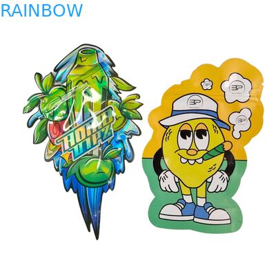 Forma personalizada caja de visualización de 3,5 g bolsas Mylar a prueba de niños bolsas de corte a presión suave para 1 g 3,5 g 7 g 14 g 28 g plástico comestible