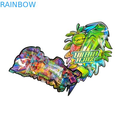 Forma personalizada caja de visualización de 3,5 g bolsas Mylar a prueba de niños bolsas de corte a presión suave para 1 g 3,5 g 7 g 14 g 28 g plástico comestible