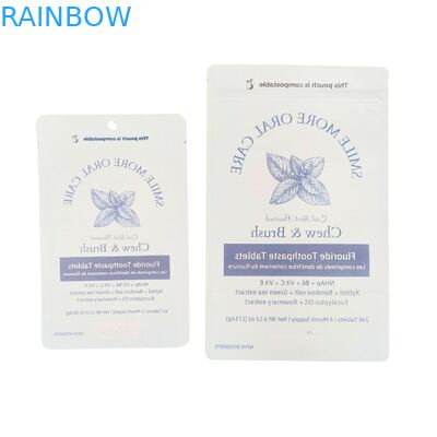 Bolsa de papel Kraft biodegradable Bolsa de pie blanca Bolsa de plástico de cierre con cremallera Para alimentos para mascotas Compostable