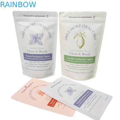 Bolsa de papel Kraft biodegradable Bolsa de pie blanca Bolsa de plástico de cierre con cremallera Para alimentos para mascotas Compostable