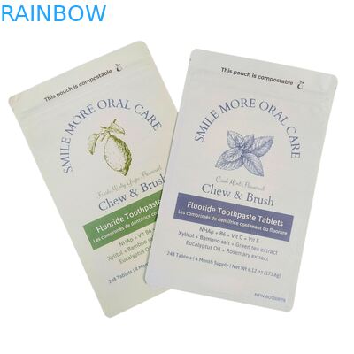 Bolsa de papel Kraft biodegradable Bolsa de pie blanca Bolsa de plástico de cierre con cremallera Para alimentos para mascotas Compostable