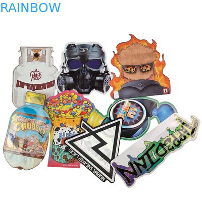 Logotipo personalizado 3.5g 7g 14g PE resealable sello de plástico para alimentos Embalaje Zip Lock Bolsa de papel aluminio Infantil A prueba de olor hierba goma bolsa Mylar