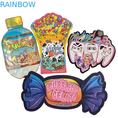 Logotipo personalizado 3.5g 7g 14g PE resealable sello de plástico para alimentos Embalaje Zip Lock Bolsa de papel aluminio Infantil A prueba de olor hierba goma bolsa Mylar
