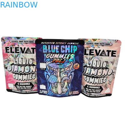Calidad de corte a presión 3.5g 7g 14g 28g Bolsas Mylar para chicles Chicle Holográfico a prueba de olor Bolsas de cierre