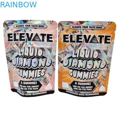 Calidad de corte a presión 3.5g 7g 14g 28g Bolsas Mylar para chicles Chicle Holográfico a prueba de olor Bolsas de cierre