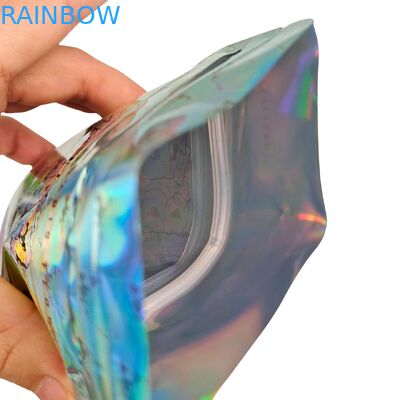 Bolso Holográfico de Mylar Reabrible A prueba de olor Bolso de pie 3.5g / 7g / 1oz / 1lb Gumbie Snack Bolso de plástico con cremallera