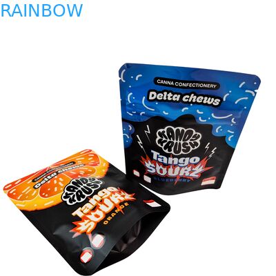 Rainbow Custom Impreso 3.5g 8th Stand Up Mylar Bolsa Comestibles Prueba de olor Bolsa especial en forma para galletas Gummy Cali Pack Combo