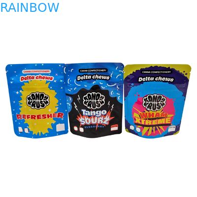 Rainbow Custom Impreso 3.5g 8th Stand Up Mylar Bolsa Comestibles Prueba de olor Bolsa especial en forma para galletas Gummy Cali Pack Combo
