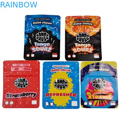 Rainbow Custom Impreso 3.5g 8th Stand Up Mylar Bolsa Comestibles Prueba de olor Bolsa especial en forma para galletas Gummy Cali Pack Combo