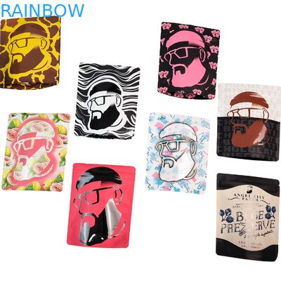 Sello térmico reutilizable 3.5g 1oz Bolsas de cremallera Mylar Stand-Up Aluminio de papel Inodoro Cali Almacenamiento de alimentos Bolsas Mylar Impresas a medida