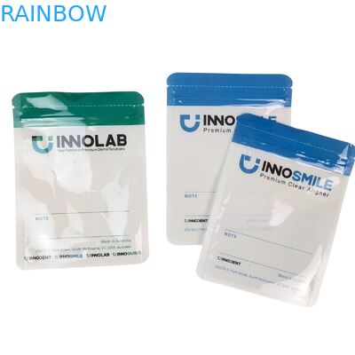 Bolsa de cremallera blanca personalizable para dientes Dentarios alineadores transparentes Embalaje de un lado transparente con sellado térmico y alineamiento del logotipo
