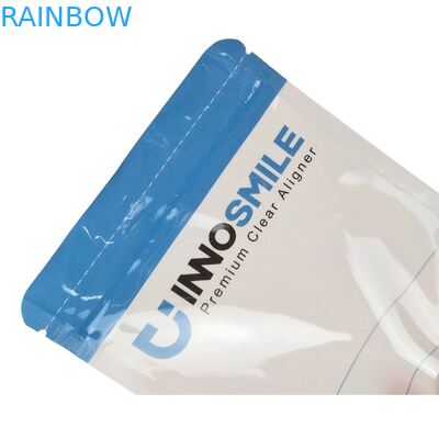 Bolsa de cremallera de logotipo personalizable para alineadores dentales con sellado térmico y bolsa de plástico Mylar transparente de un lado