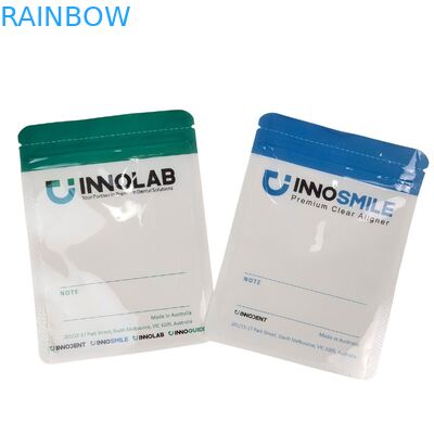 Bolsa de cremallera blanca personalizable para dientes Dentarios alineadores transparentes Embalaje de un lado transparente con sellado térmico y alineamiento del logotipo