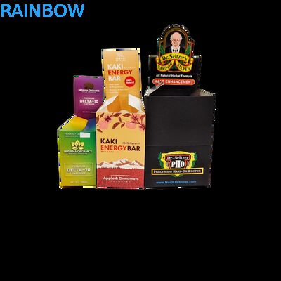 Caja de papel kraft plegable personalizada con cartón de 350 g para exhibición en mostrador minorista