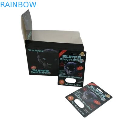 Venta al por mayor de personalizado rinoceronte 100k 150k 200k cápsula de mejora de las píldoras medicina 3d cartón de embalaje con caja de pantalla de papel