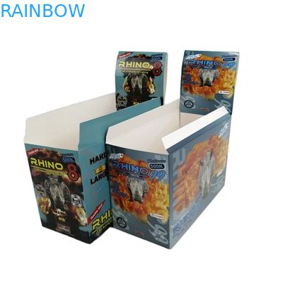 Venta al por mayor de personalizado rinoceronte 100k 150k 200k cápsula de mejora de las píldoras medicina 3d cartón de embalaje con caja de pantalla de papel