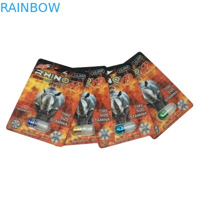 Venta al por mayor de personalizado rinoceronte 100k 150k 200k cápsula de mejora de las píldoras medicina 3d cartón de embalaje con caja de pantalla de papel