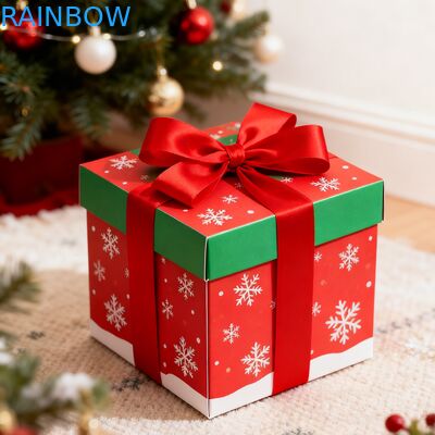 Cajas de regalo rectangulares Kraft reciclables biodegradables con tapa plegable, cinta, recubrimiento UV mate, personalizadas para cumpleaños y Navidad