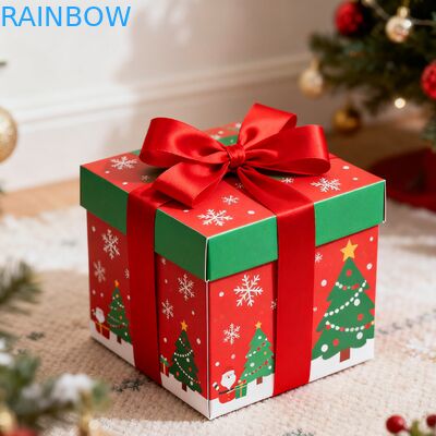 Cajas de regalo rectangulares Kraft reciclables biodegradables con tapa plegable, cinta, recubrimiento UV mate, personalizadas para cumpleaños y Navidad